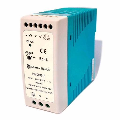[ISMDR-40-12] Din RAIL Power Supply, AC-DC, 40W, 1 Output 3.33A at 12Vdc